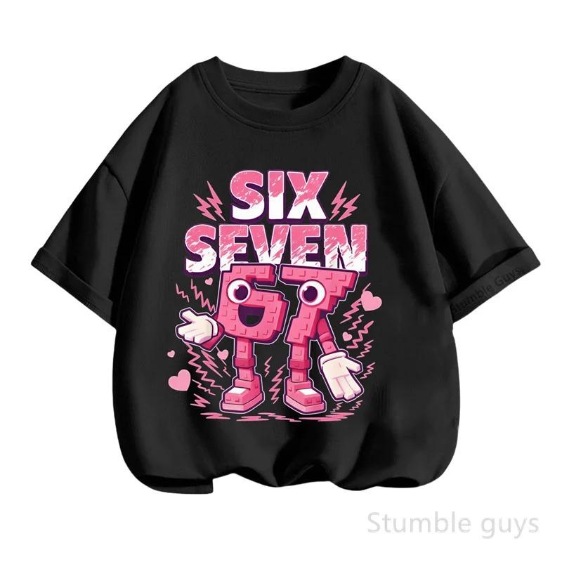 Summer Cartoon Tops 67 Print Tshirt Six Seven T-shirt Kids Boys Clothes Girls Short Sleeve Wear