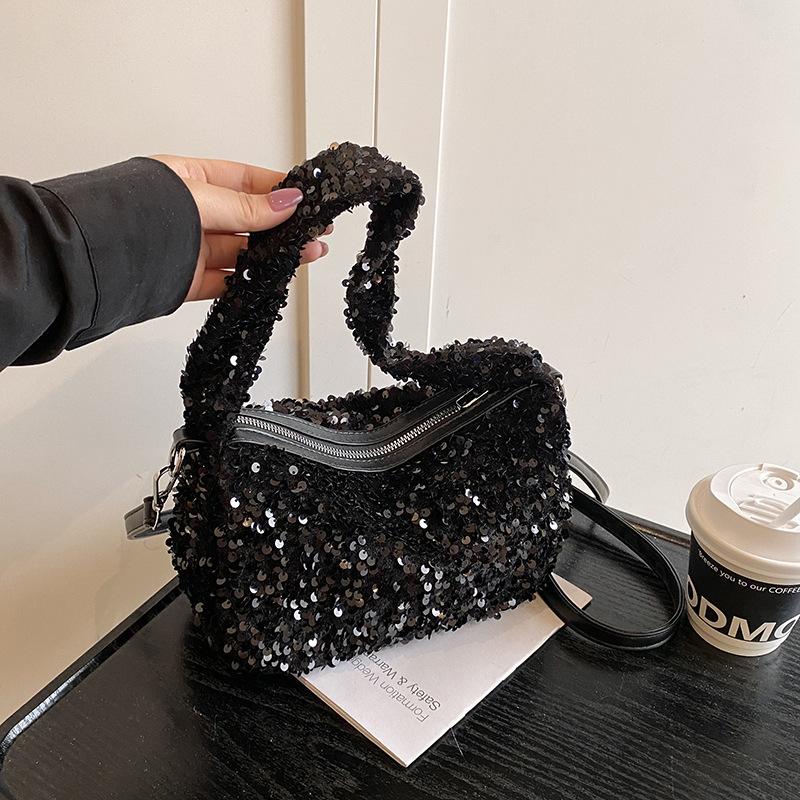 New Fashion Niche Design Sequined Pillow Bag Portable Shoulder Trendy Women's Bag