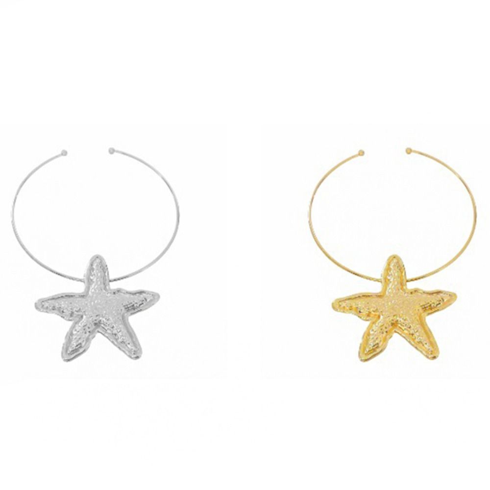 Silber Geometrischer Runder Kragen Anhänger Gold Schmuck Mode Seestern Anhänger Metall Choker Damen