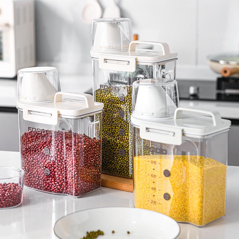 Large Capacity Rice Storage Container: Insect & Moisture-Proof, Transparent Sealed Jar for Grains