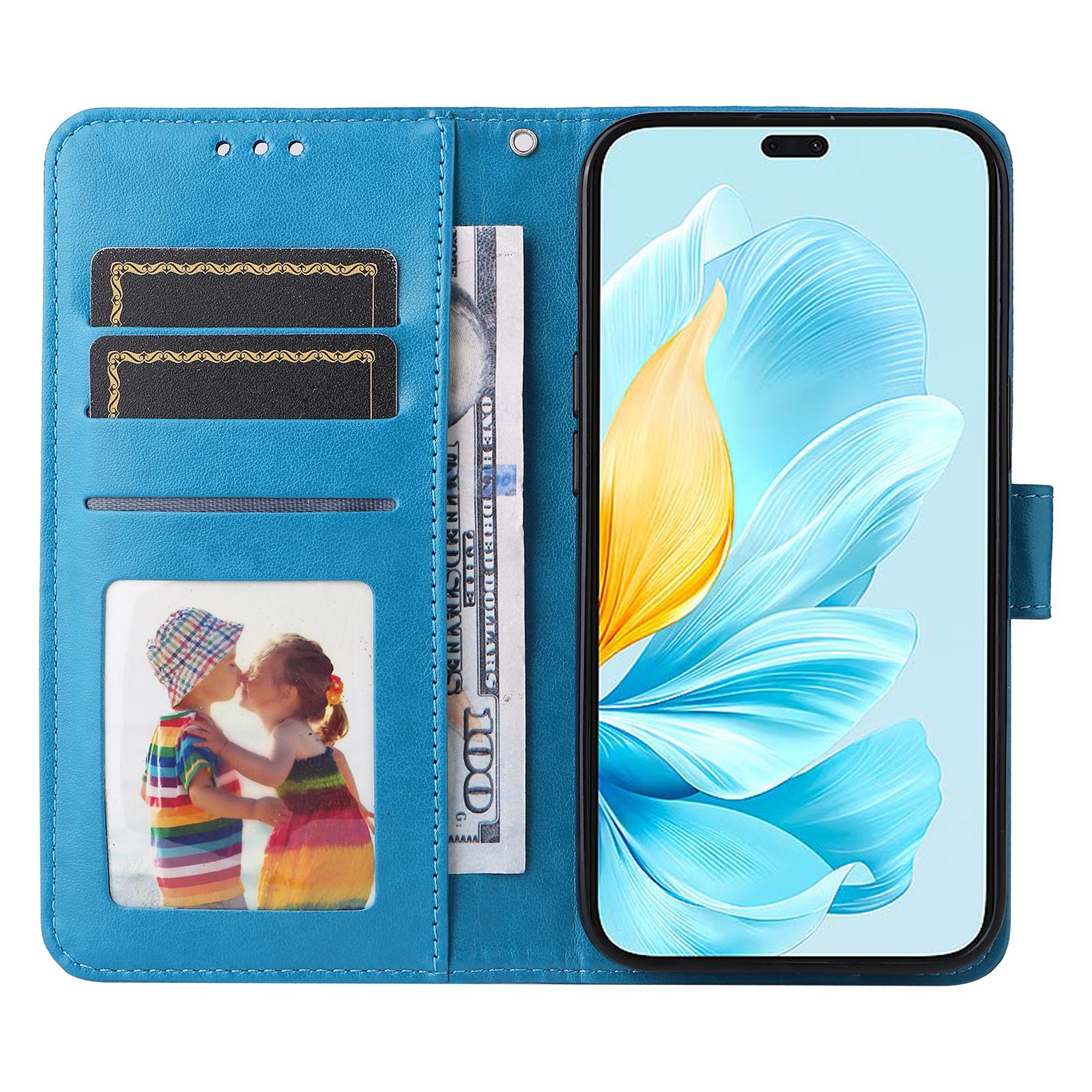 

For Honor 200 Lite Case Imprinted Sunflower Magnetic Phone Stand Cover Blue