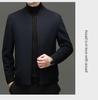 Men's Winter Wool Blend Stand Collar Short Jacket, Middle-Aged Casual Warm Thick Coat