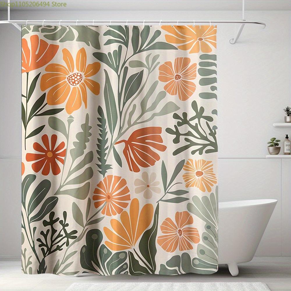 

1Pc Tropical Colorful Plant Shower Curtain, Digital Print High-Quality No-Drill Bathroom Partition Curtain W60H190(CM)-1 Pcs