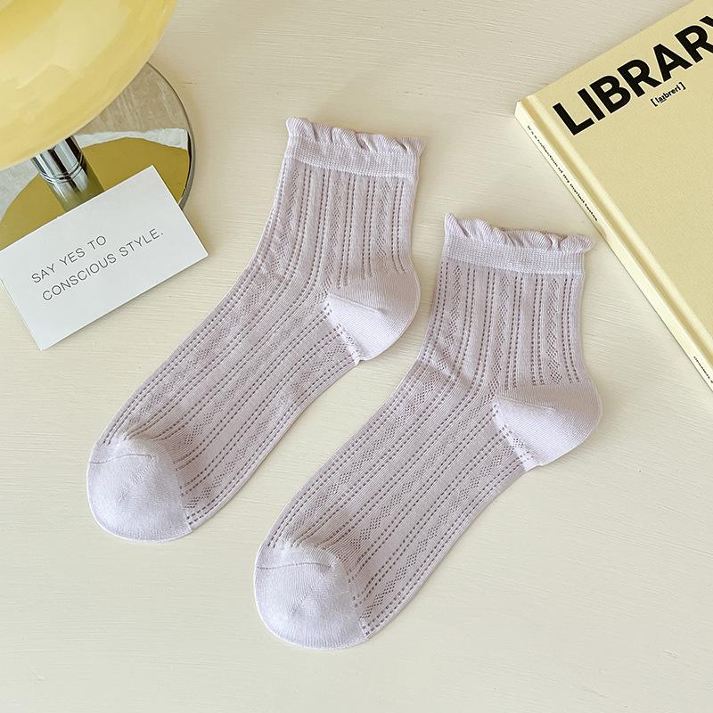 Women's Summer Thin Mesh Thin Breathable Lace Mid Tube Socks