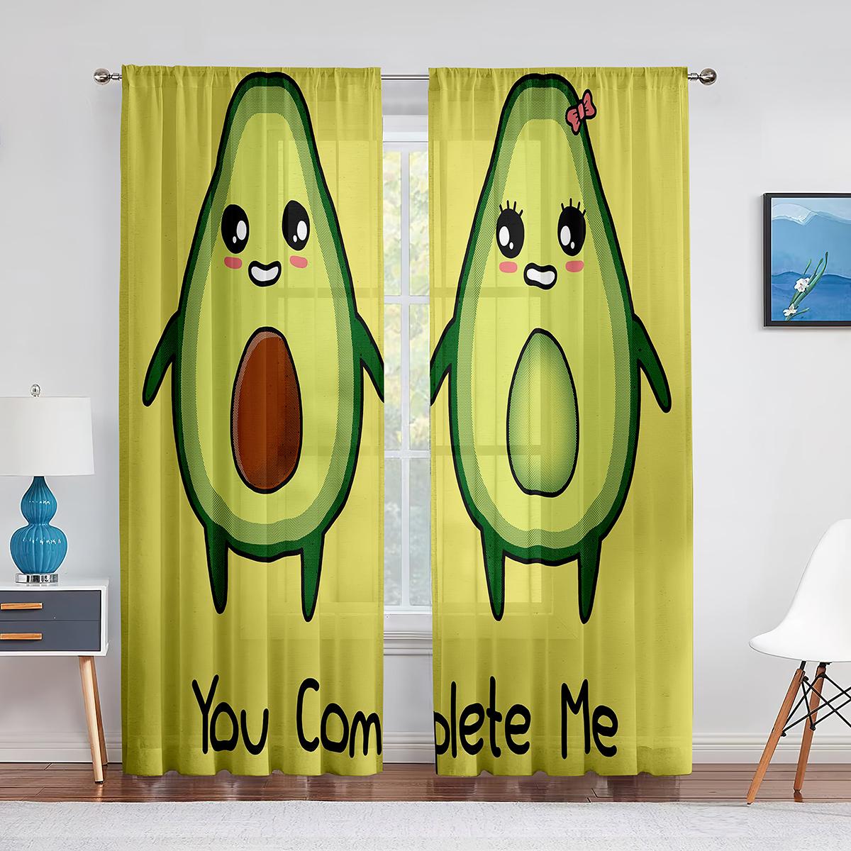 Авокадо Фрукты Овощи Белые Желтые Тюль Шторы для Гостиной Спальни Кухни Декор Шифон — фото 9