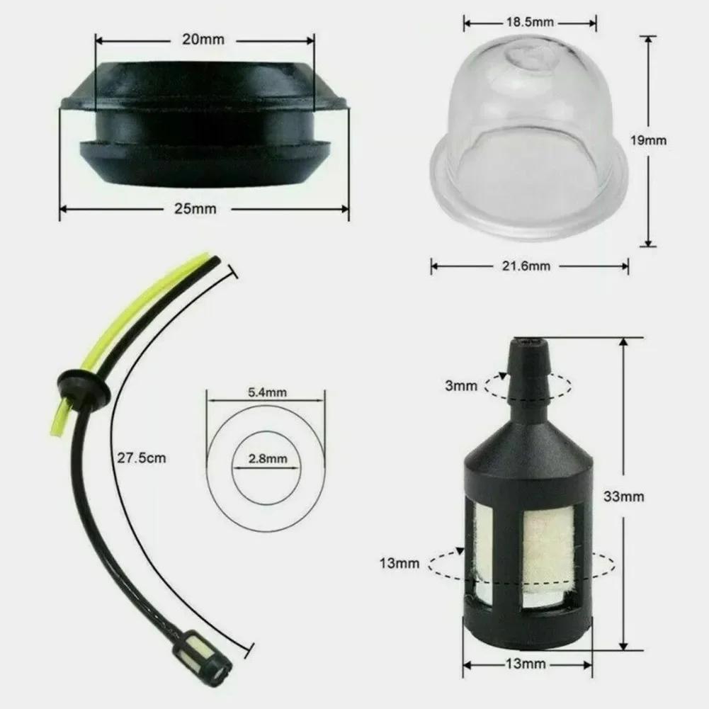 Fuel Hose Pipe Filter for Primer Hedge Cutter Chainsaw Petrol 2x1 3cm Filter Size 21cm Main Pipe 10cm Return Fuel Pipe