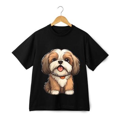 Shih Tzu T-skjorte - Unisex Søt Valp Hund Tegneserie Grafikk Kjæledyrelsker T-skjorte