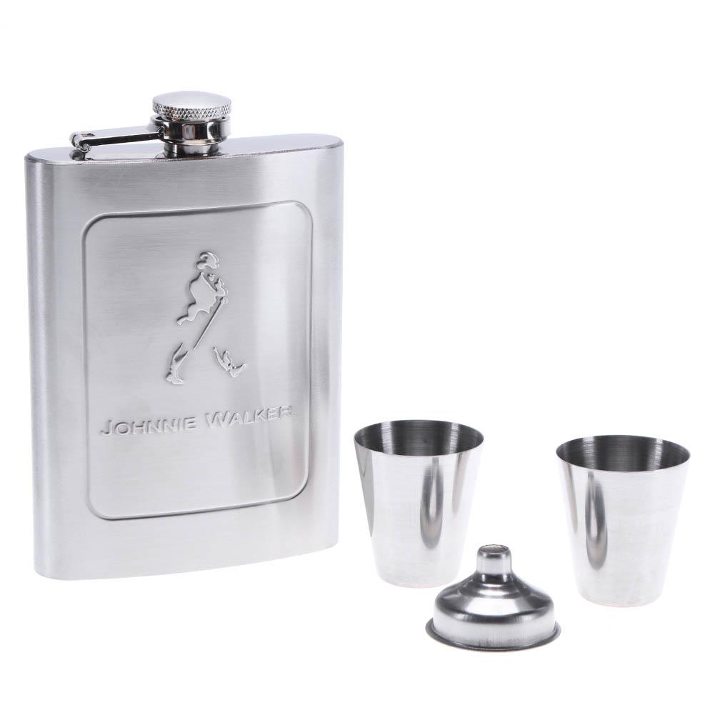 7oz Silver Portable 304 Stainless Steel Flagon Whiskey Vodka Wine Pot Hip Flask Set Alcohol Drinking Funnel Cup Set