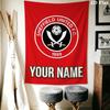 Custom Name Sheffield United FC Wall Tapestry Aesthetic Wall Hanging Printed Fabric Blanket Decorative Tapestries for Bedroom Living Room Home Decor