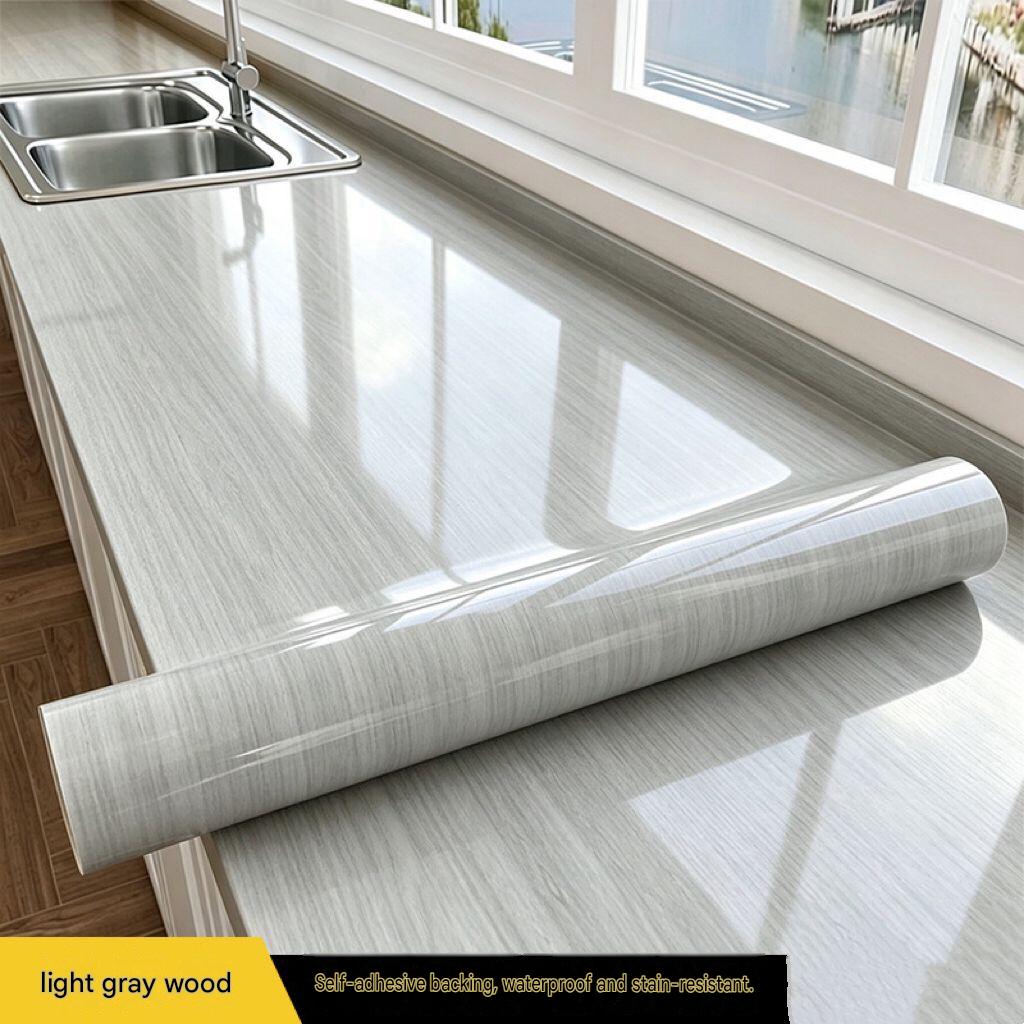 Wood-grain wardrobe sticker: waterproof and moisture-proof, thickened film/liner for cabinet renovation and furniture refurbishment