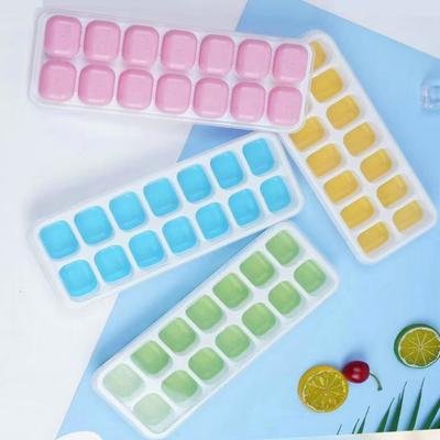 Vassoio per cubetti di ghiaccio in silicone da 2 pezzi con coperchio trasparente antipolvere 14 cavità Grado alimentare Facile rilascio Frigorifero Estate Cocktail Ice Maker Stampo Forniture da cucina
