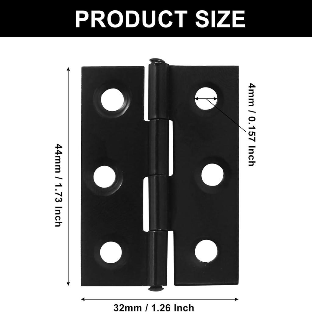 16 2-inch black flat hinges including mounting screws