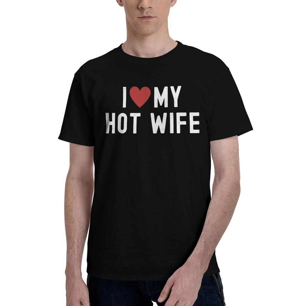 I Love Hot Dads Unisex Unisexs T Shirt Casual Tee Shirt Short Sleeve Crewneck Tshirts Cotton Printing Tops