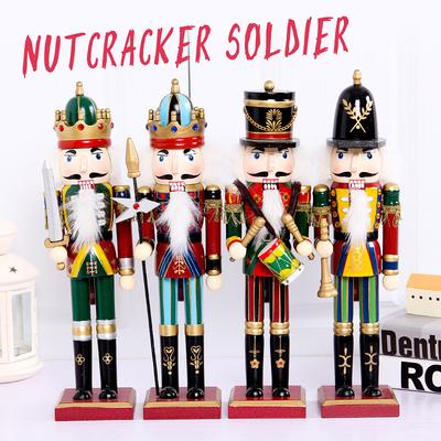 Traditional Soldier Nutcracker Collectible Wooden Christmas Nutcracker Wooden Nutcracker Rocking Horse Puppet Soldier Wooden Crafts Ornaments Nutcracker Decoration 36CM Festive Holiday Decor