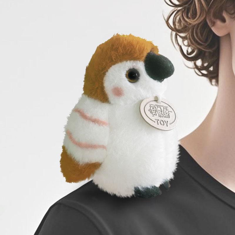 12cm Fun Bird Plush Doll Pentant Clap Ring Stand Shoulder Sparrow Parrot Pelican Raccoon Tree Nest Animal Plush Toy Home Decor