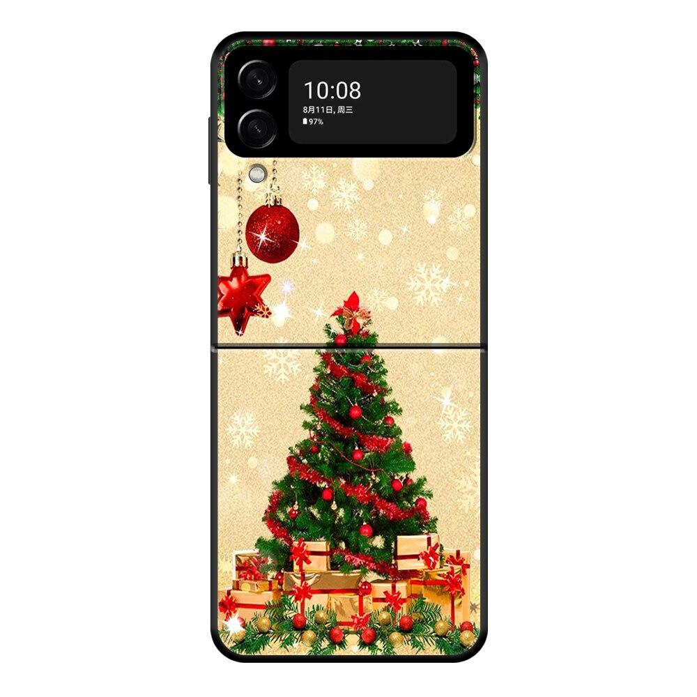 Merry Christmas Santa Tree Cute Phone Case For Samsung Galaxy Z Flip Z Flip3 5G Z Flip4 Hard PC Matte Shell
