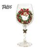 Dekoratives Glasgeschirr für Feiern Weihnachts-Weinglas, Weihnachtsmann Schneemann Rentier Strumpf Baum Kranz Muster Premium-Becher Feiertags-Glasware
