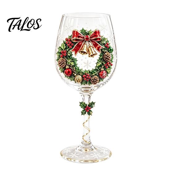 Dekoratives Glasgeschirr für Feiern Weihnachts-Weinglas, Weihnachtsmann Schneemann Rentier Strumpf Baum Kranz Muster Premium-Becher Feiertags-Glasware