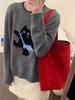 Yangcheng Story Women's Cute Lazy Gray Knit Sweater 2025 New Year Long Sleeve Top