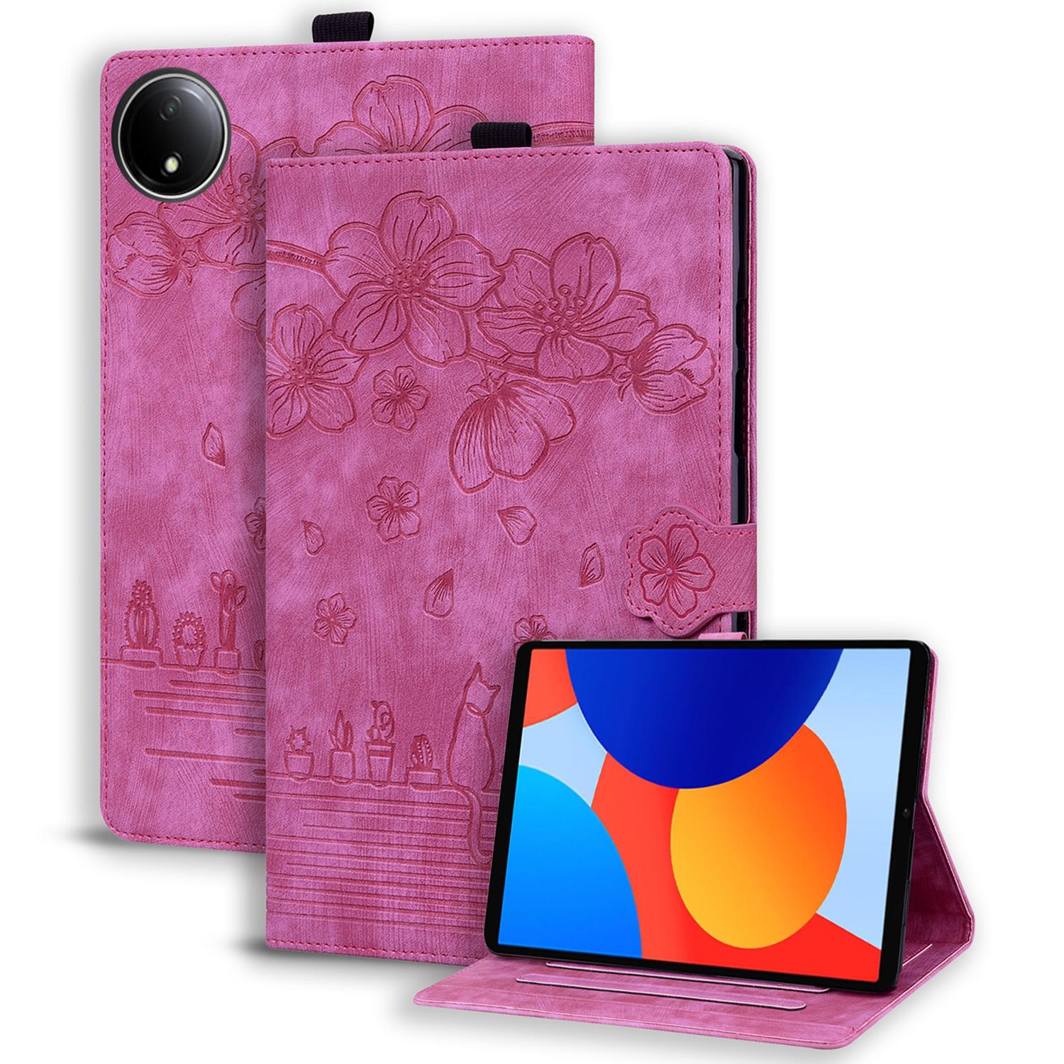 

Чехол для Xiaomi Redmi Pad SE 4G 8,7 дюйма, слоты для карт, кожаная подставка-планшет, обложка-книжка, Цветок Кошка A