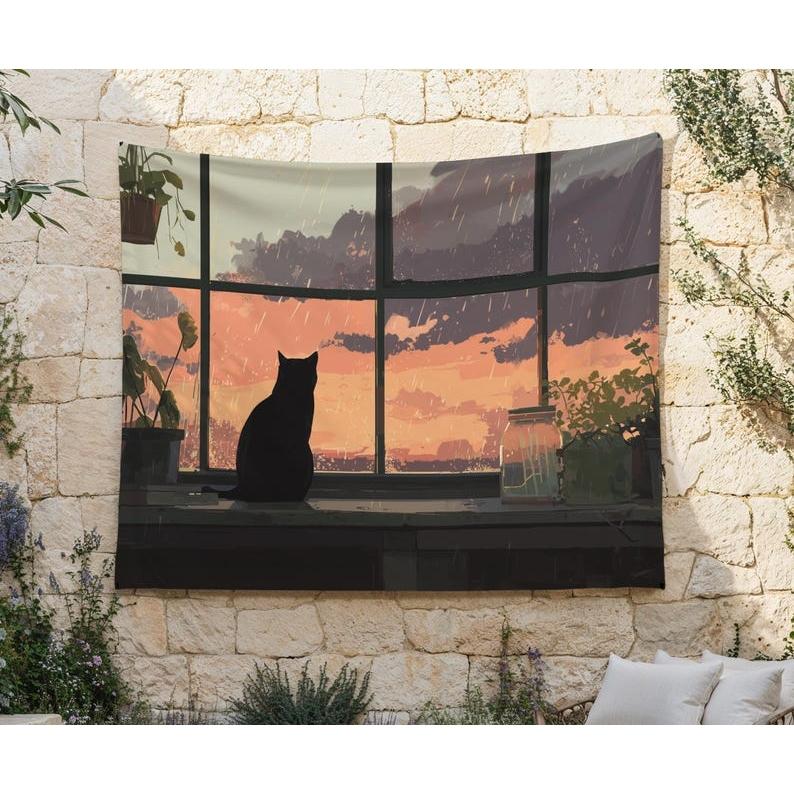 cat tapestry 75x100