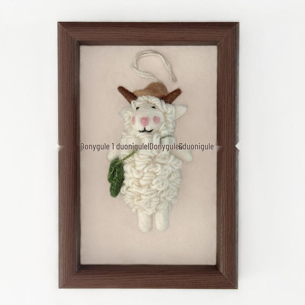 Nepal Handmade Wool Felt Farmer's Hat Sheep Doll Keychain & Bag/Car Charm