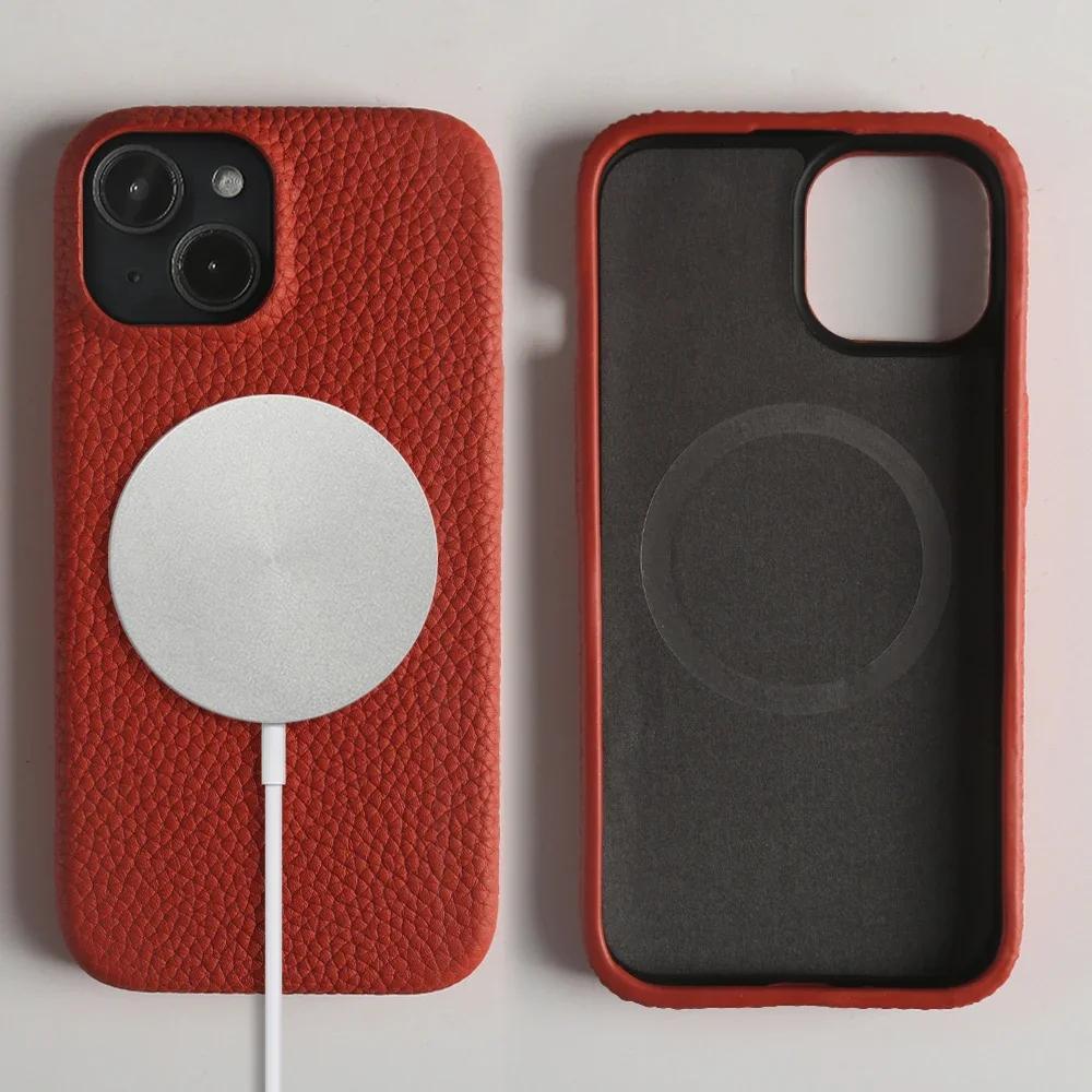 Magnetic Magsafe Genuine Leather Case for Iphone 16 Pro Max Iphone15 14Pro Cover Luxury Business Vintage Phone Cases Fundas