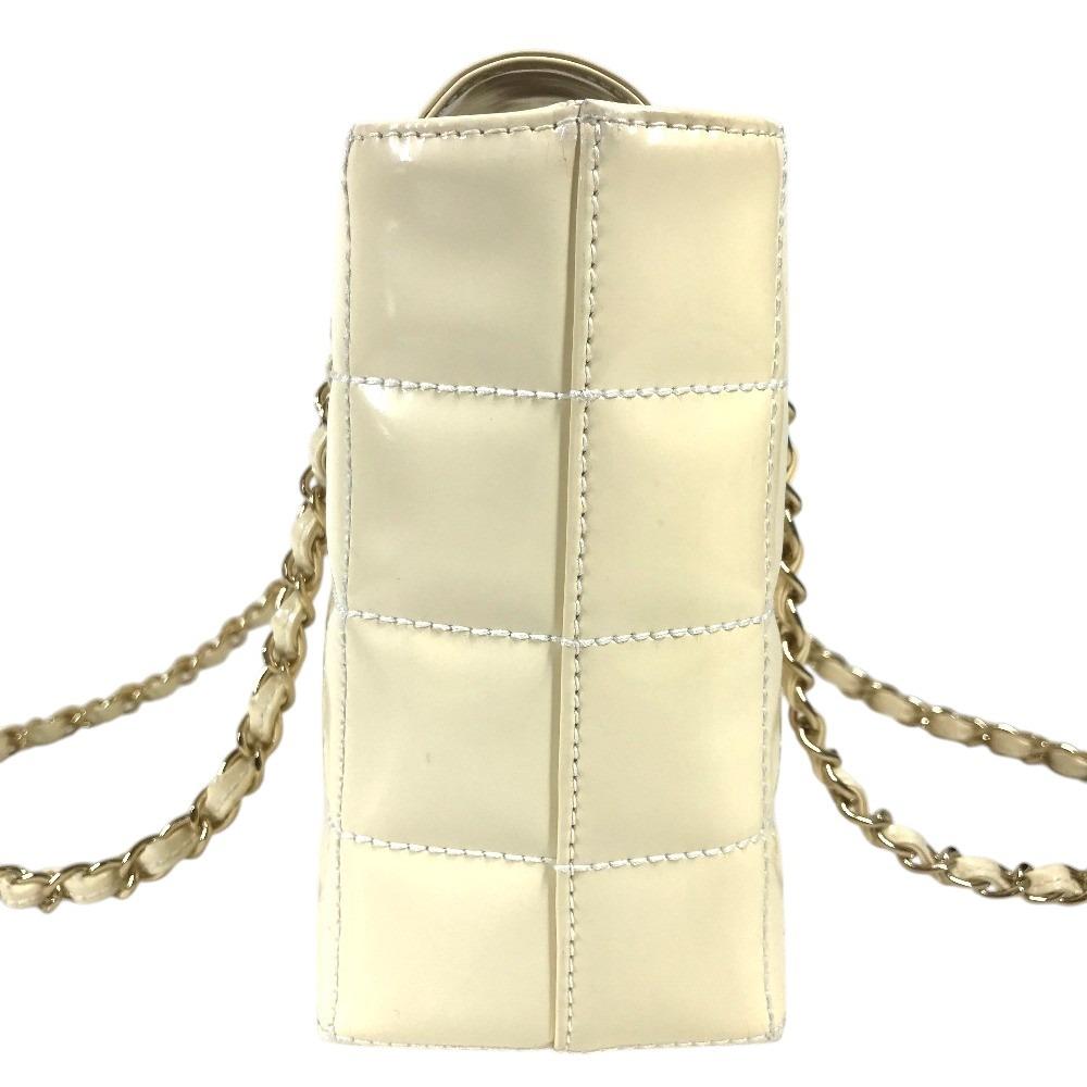 Chanel CC CC Mark Logo Chocolate Bar Shoulder Bag Enamel White