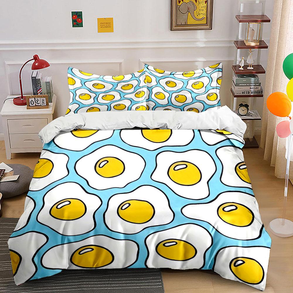 Ensemble décoratif à motif d'œufs Ensemble de literie doux et respectueux de la peau Comprend 1 housse de couette et 2 taies d'oreiller Cadeau