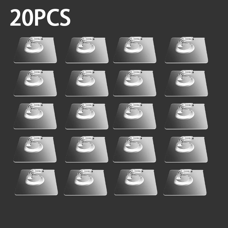 10-Pack No-Drill Adhesive Hooks Solid Plastic Anti-Skid Seamless For Bathroom/Kitchen