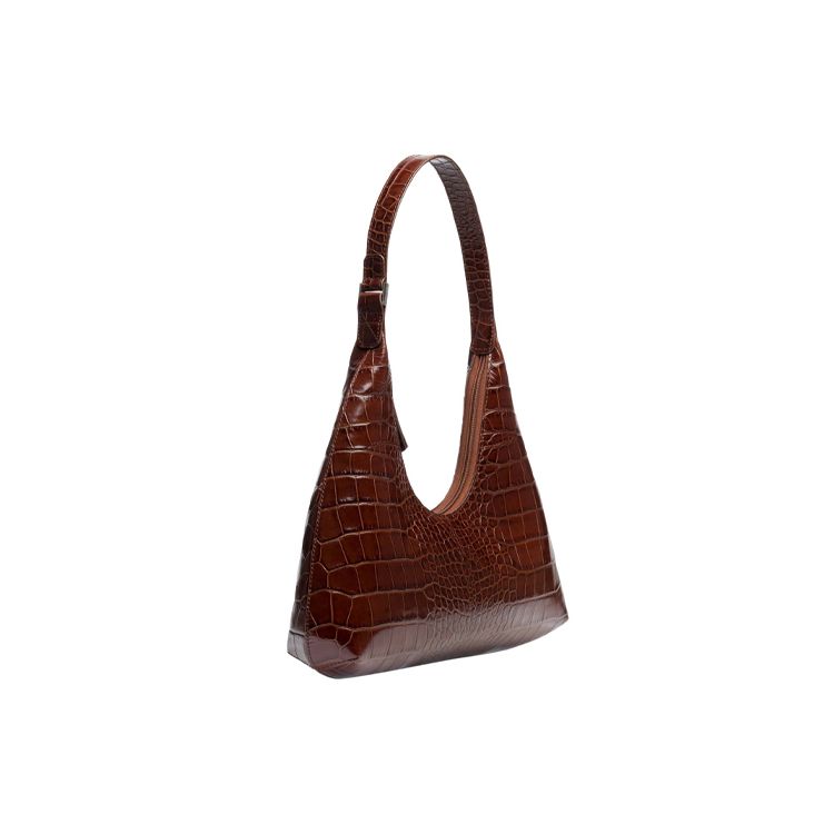 By Far Amber Series Leather Vintage Crocodile Embossed Shoulder Bag Women Bags Hazelnut 21SSAMRSNEDLAR