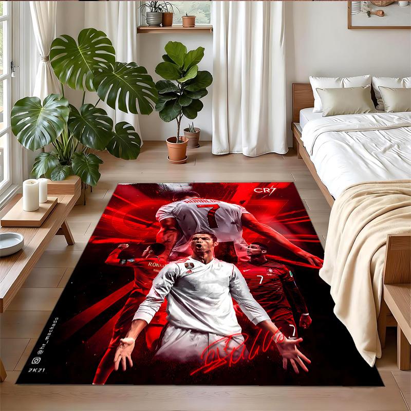 Tappeto Antiscivolo in Velluto di Cristallo, Tappeto Design Cristiano Ronaldo per Interni Soggiorno Camera da Letto Decorazione Casa