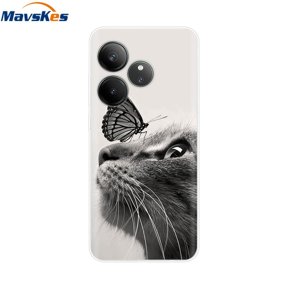 For Realme GT 6T Case Soft TPU Clear Painted Back Cover For Realme GT 6 Case GT6 6T Transparent Bumper RealmeGT6 Cute Protector
