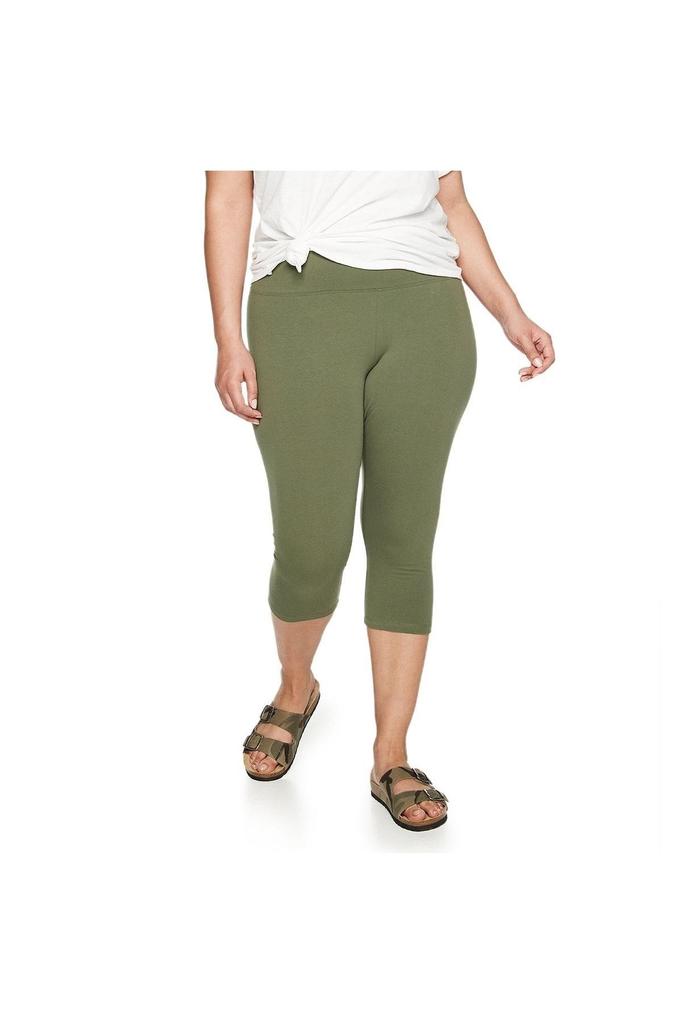 Dámské stylové legíny plus size Velká velikost Capri legíny Černé