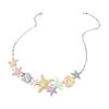 Adjustable Necklace With Starfish Shell Pearls Charm Alloy For Vacation And Parties