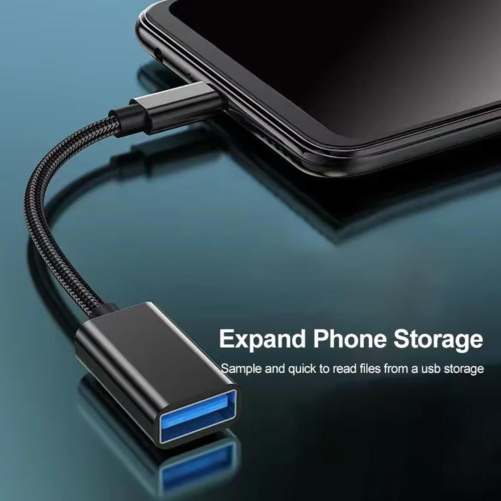 For Mobile Phone USB Female to Type C Male Adapter OTG 15.5CM Long Cable For Samsung S20 Huawei OTG Data Cable Converter