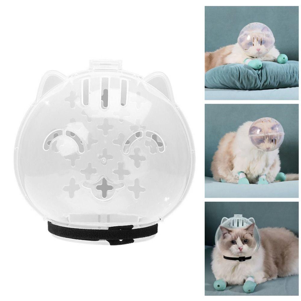 Transparent Breathable Cat Muzzle Anti-Licking Cat Mask Cover Helmet Lightweight Cat Space Hood