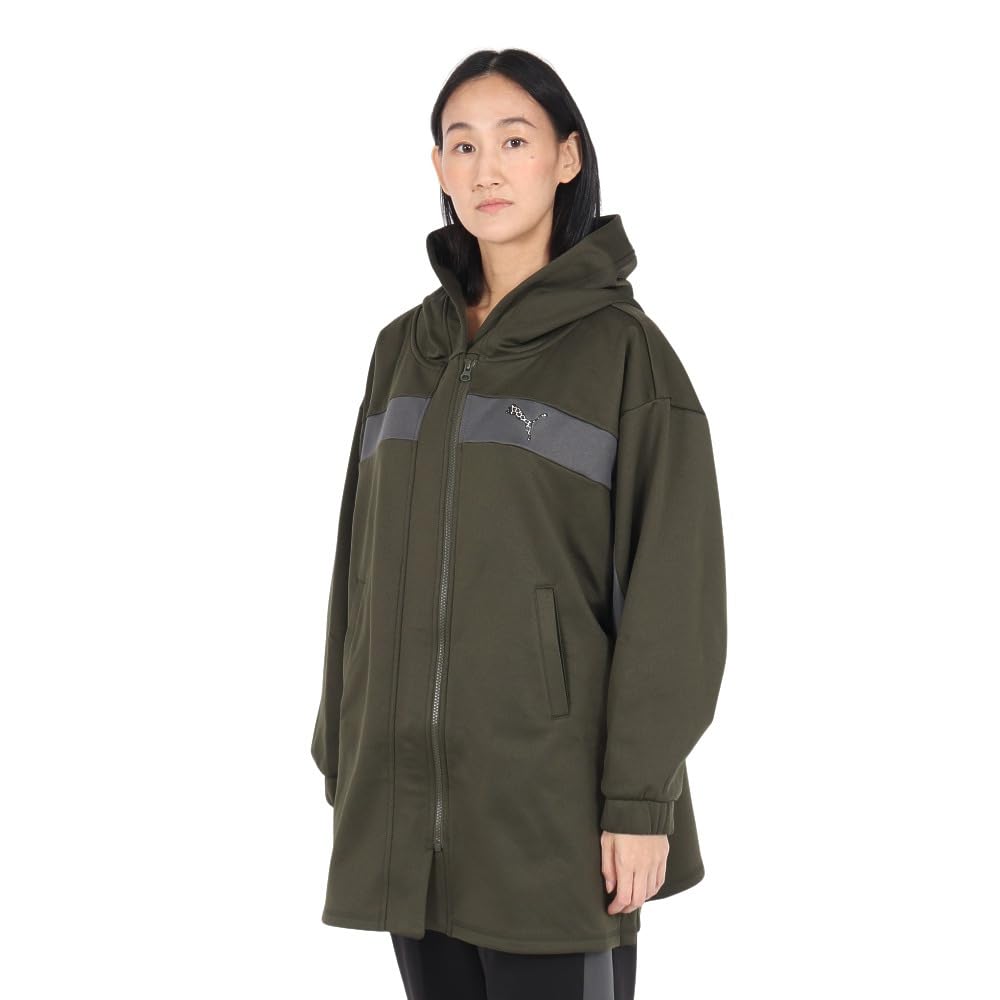 PUMA TRN EDGE PERFORMANCE Dark Olive Hoodie, Women's, Quick-Drying Fleece-Lined Jacket, 526097, Fall/Winter 2024, (70)