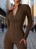 Autumn Winter Long Sleeve Long Zipper Yoga One Piece Suit Integrated Sports Fitness Tight One Piece Clothing Beach Vacation Elegant Casual Wear