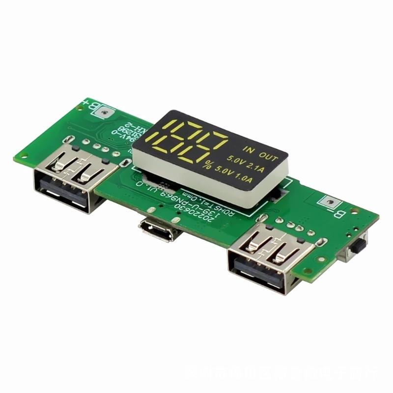 18650 Charging Board Double USB Output Mobile Power Module 5V 2.4A/2A 1A with Overcharge and Shortcircuit Protections