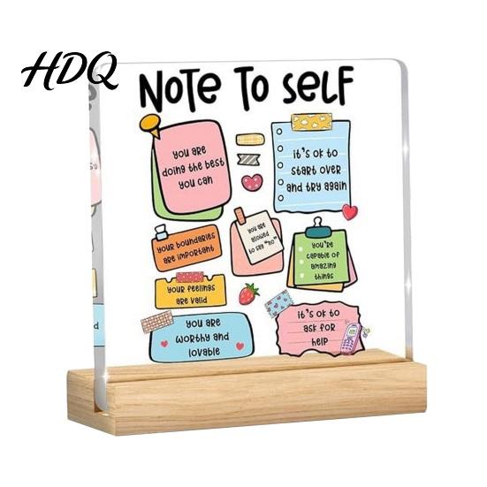 Warm Gift for Friends Motivational Mental Health Desktop Decoration Acrylic Sign with Wooden Stand Spiritual Support Office Desk Decor Inspirational