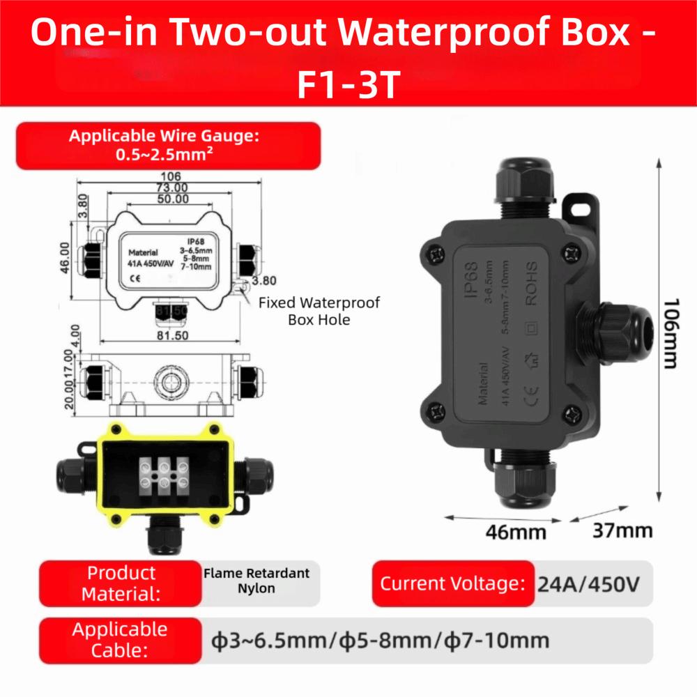 2-6 Way Trunking Connectors IP68 Rated IP68 Waterproof Junction Box  Outdoor Use