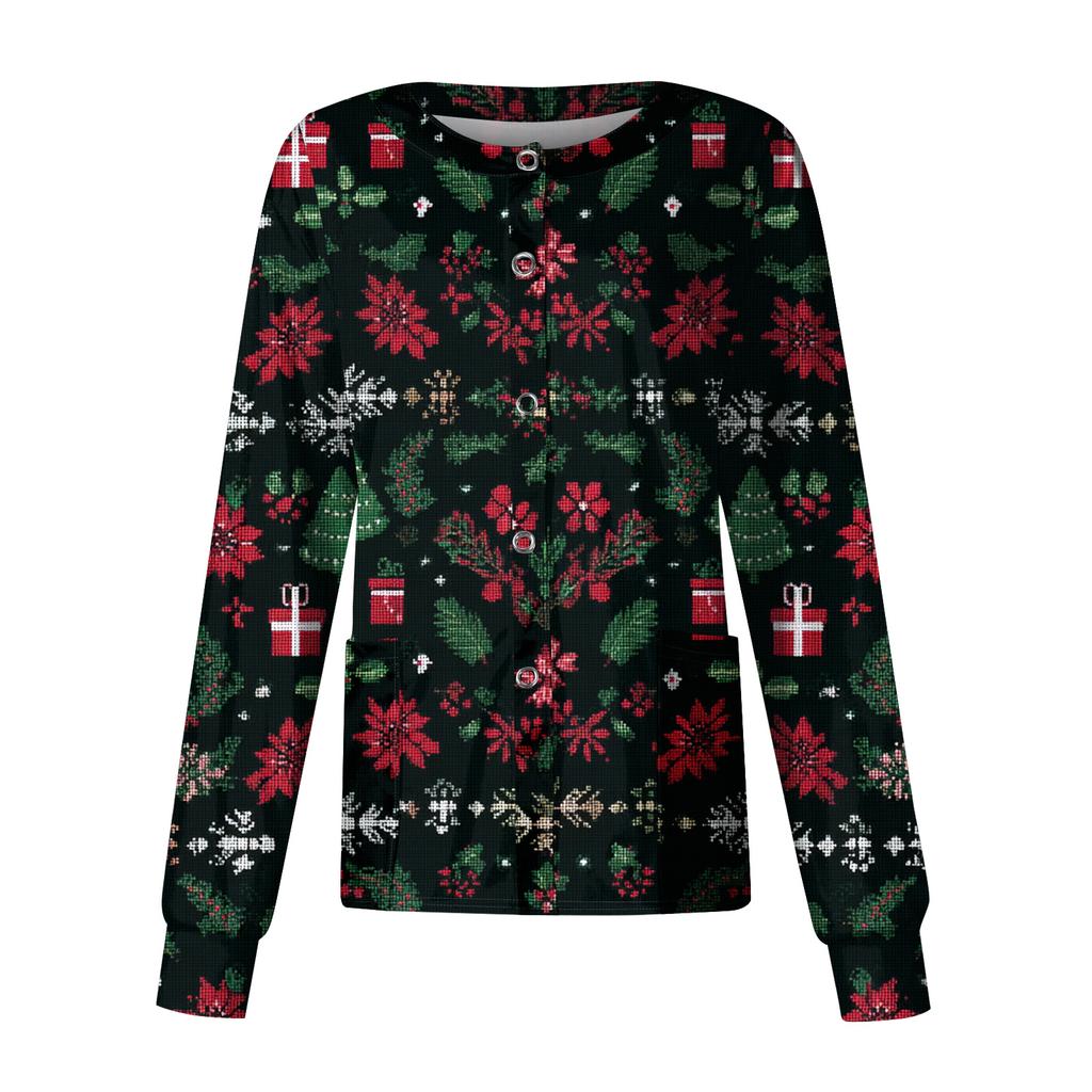 Women's Casual Long Sleeve Single Breasted  Printed Dry-nurse Top
