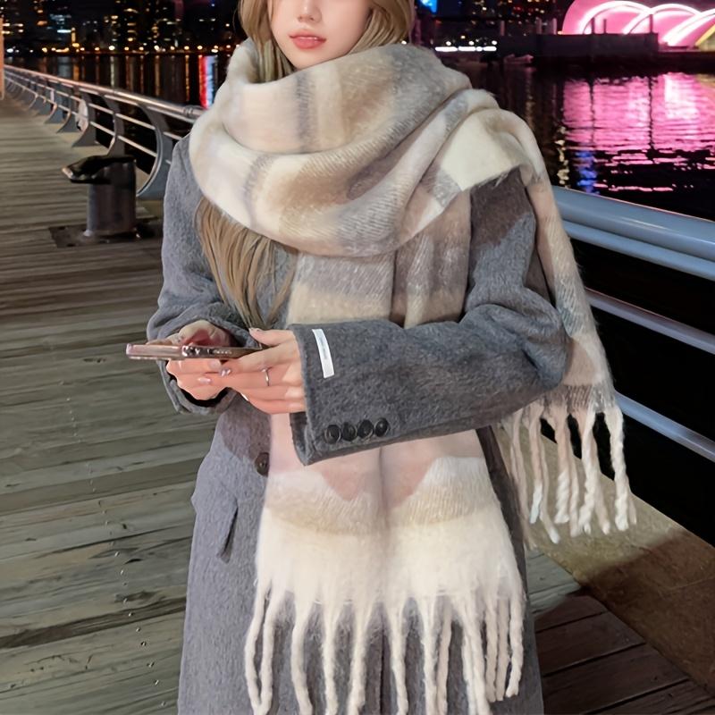 40*220Cm Winter Warm Scarf Women Thick Shawl Wraps Tassel Hijab Stoles Foulard Femme Pashmina Cashmere