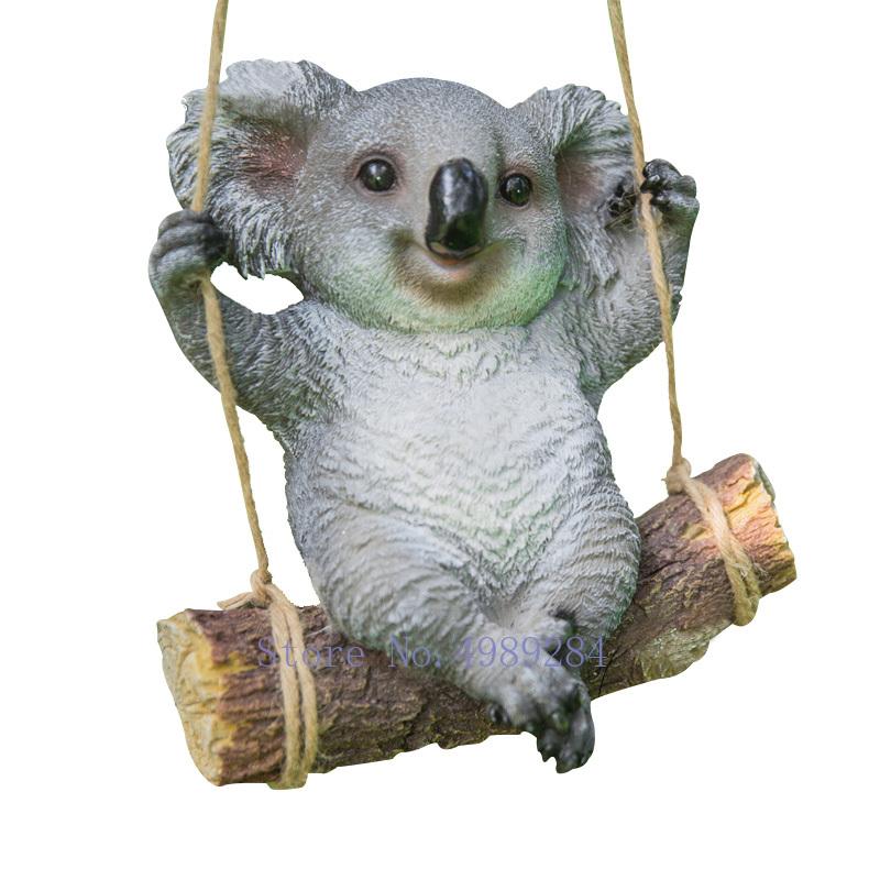 Creative Simulation animal outdoor patio garden Cartoon Koala panda Swinging suspension Animal sculpture Crafts decorations