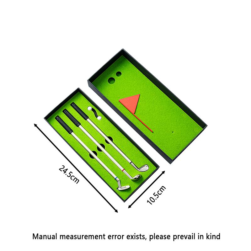 1 Set Golf Pen Set Mini Desk Game Toy Stress-Relief Gadget Golf Club-Shaped Pen Mini Desktop Putting Green Game Pen Set