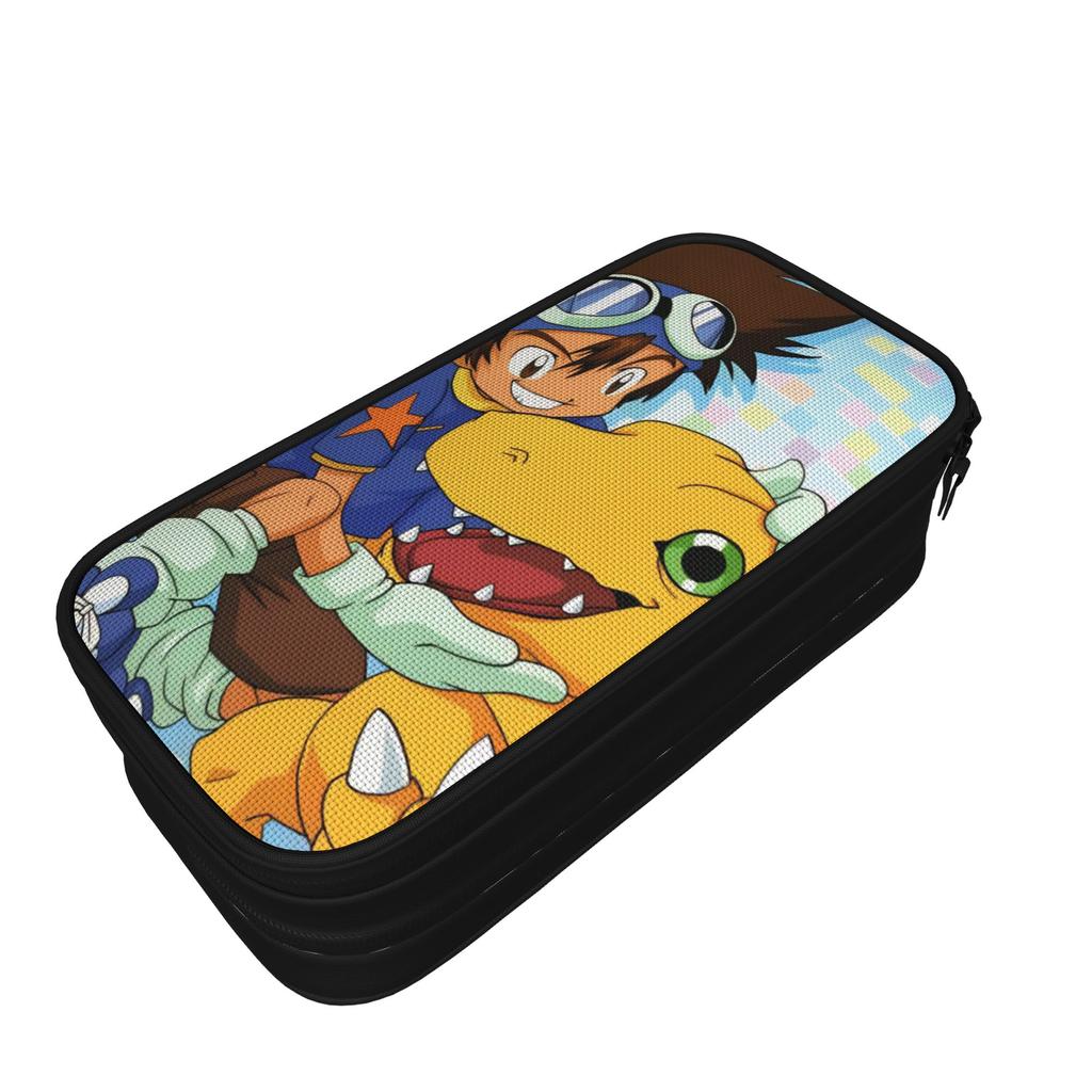 Agumon Digimons Cartoon Pencil Cases Creative Pen Box Pencil Bags Girl Boy Big Capacity Students School Gifts Pencilcases