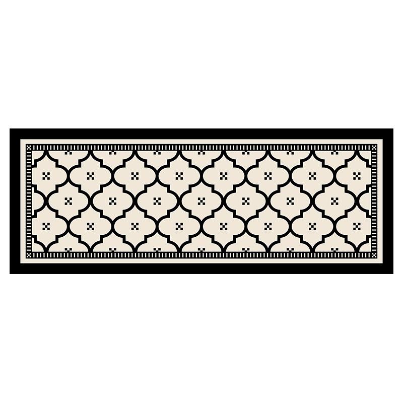 Kitchen Floor Mat Waterproof Non-slip Wash-free Carpet PVC Leather Strip Rugs American Black and White Home Decoration Foot Mats