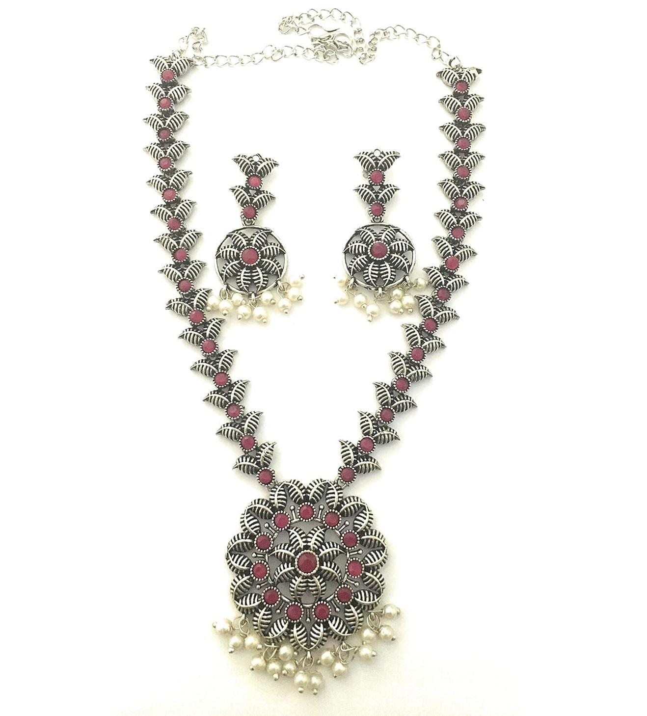 

Традиционный немецкий серебряный жемчужный лист дизайнерский оксидированный ювелирный набор для женщин и девочек Onesize