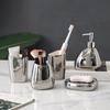 5 Stück 1 Satz Badezimmer Waschen Licht Luxus Keramik Zubehör Set, Seifenhalter, Mundspülbecher, Vorratsglas und Lotion Spender Keramik Set für Toilettenartikel.